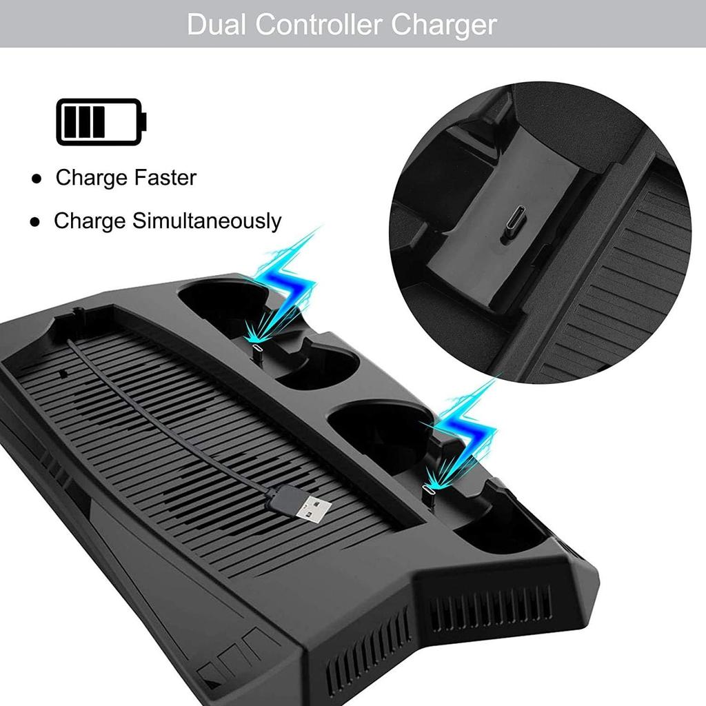 PS5 Cooling Fan, PS5 Cooler, Vertical Stand for Playstation5 Digital Edition & Ultra HD Game Console with Dual Charger Indicator USB Ports for PS5
