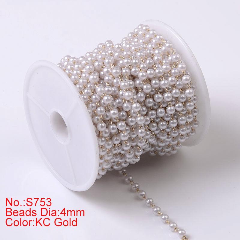 1Meter Beaded Chain Imitation Pearl Chain Copper Necklace Chain Handmade Accessories for Jewelry Making Components Crafts DIY