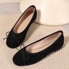 Damen Wildleder Ballerinas mit Schleifen-Dekor, Runde Spitze, Zum Hineinschlüpfen, Bequeme Tägliche Flache Schuhe zum Gehen