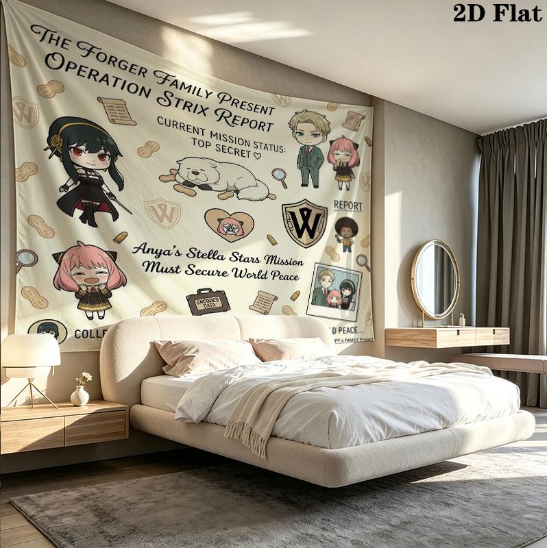 Arazzo da Parete Spy Family Appeso Estetico alla Parete Coperta in Tessuto Stampato Arazzi Decorativi per Camera da Letto Soggiorno Arredamento Casa