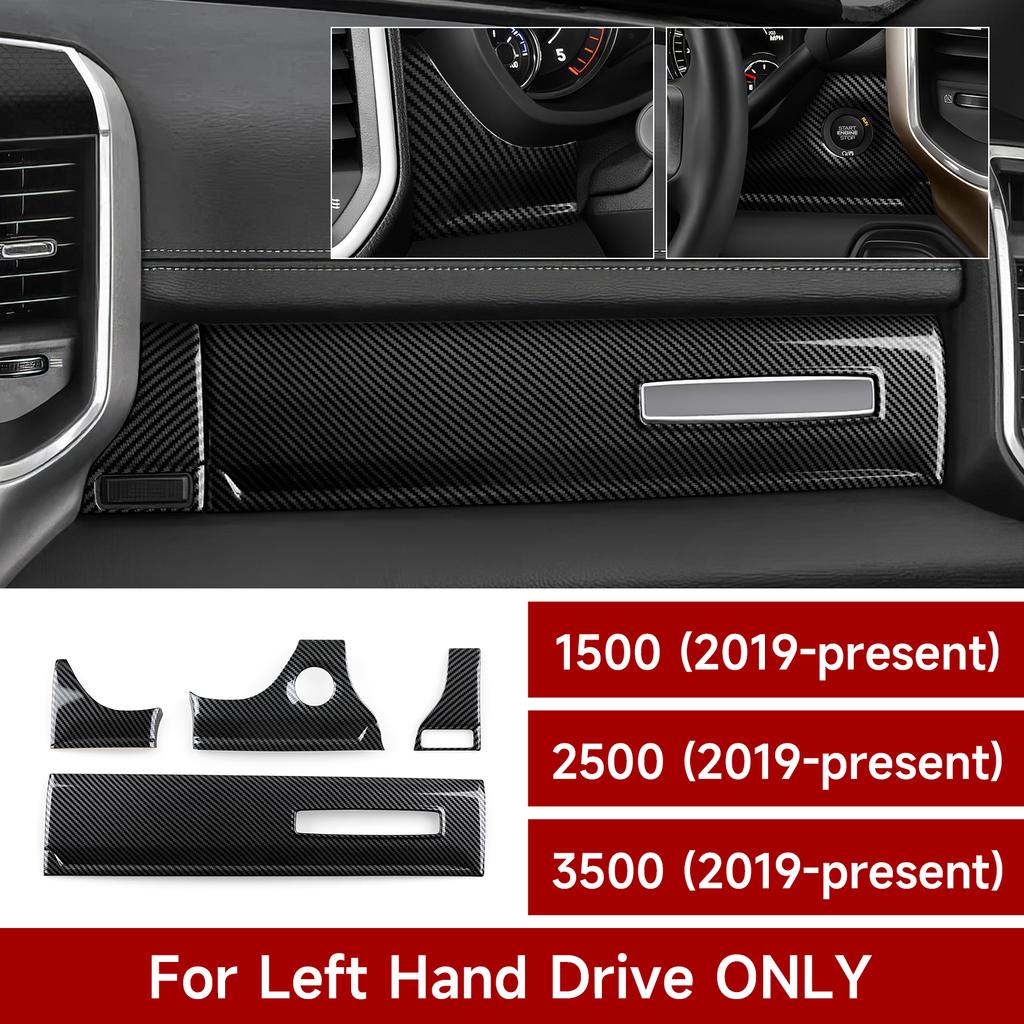 For Dodge RAM 1500 2500 3500 2019-2026 Car Center Console Dashboard Panel Cover Carbon Fiber Interior Sticker ABS Accessories