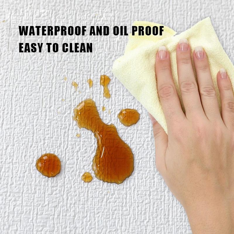 Self Adhesive Imitation Linen Wall Paper Renovation Bedroom Living Room Background Moisture-proof Mould Proof Foam Wallpaper