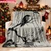 Blanket 1pc Black Raven On Branch 2D-Printed Flannel Throw Blanket - Soft And Cozy Suitable for Use On The Sofa While Traveling At