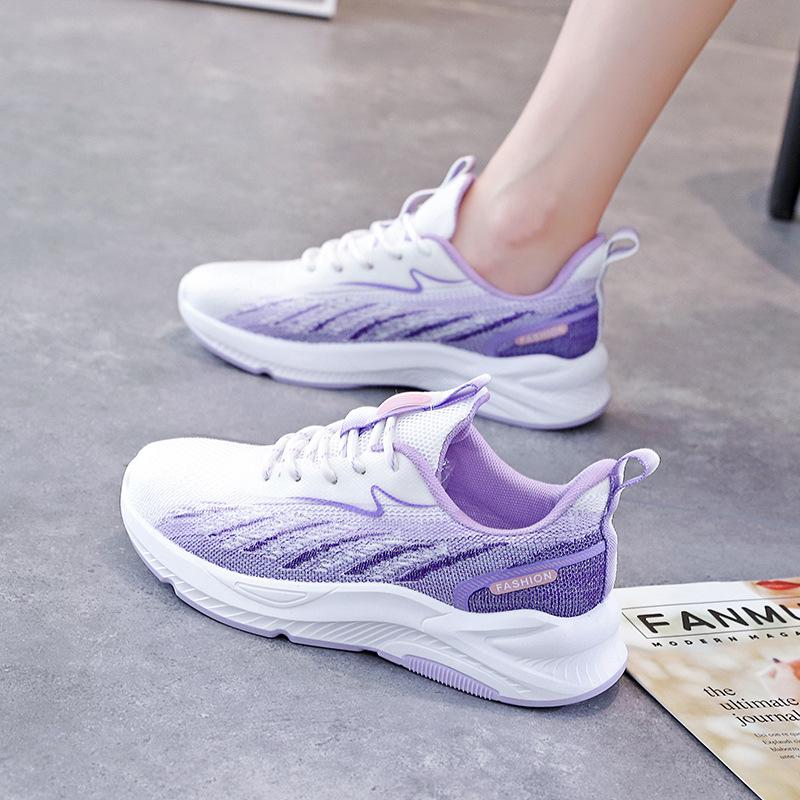 

In Flying Weaving Sports Women s Shoes New Summer Student Breathable Running Casual Fitness Coconut Shoes 40 фіолетовий