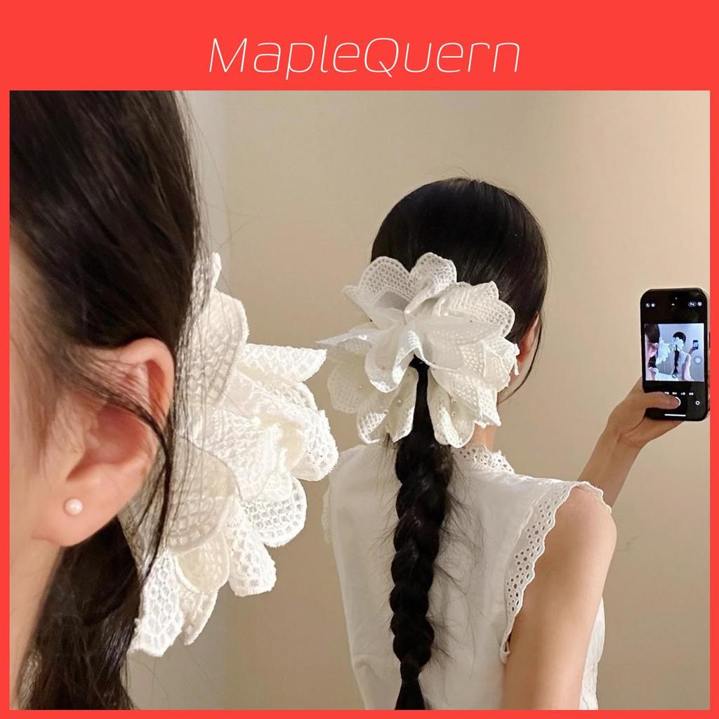 White Floral Lace Hair Claw For Women With Handmade Elegant Design For Daily Wear