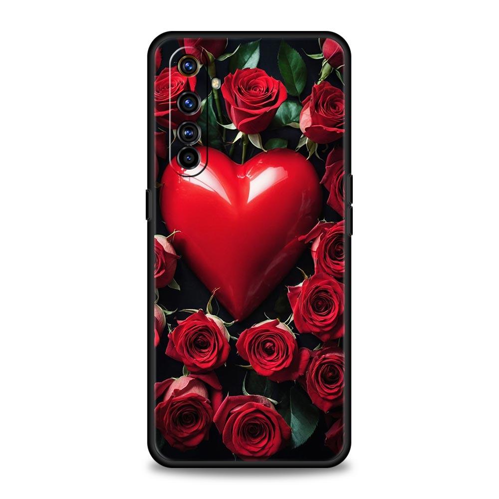 For Realme GT Neo 2 3 3T 5 Case For Realme 12 11 5G 10 9 8 5G 7 6 GT5 GT3 GT2 Pro Plus C21 C11 C25 Beautiful Red Rose Flowers