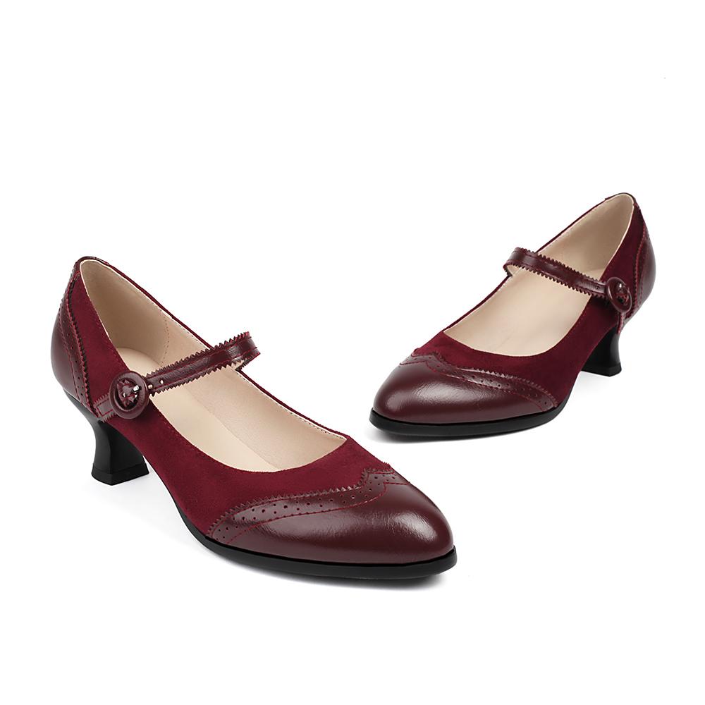 

Бежево-черные женские туфли-лодочки на среднем каблуке, большой размер 48 39 вино красного