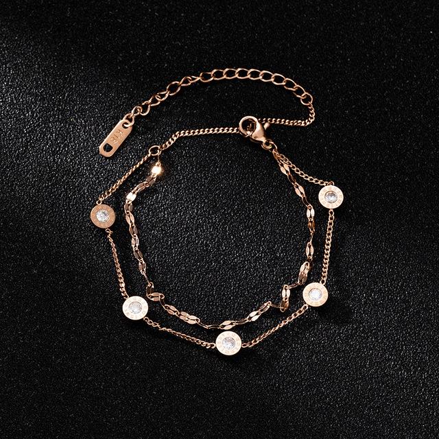 

Винтажный двухслойный браслет в стиле панк с римскими цифрами, кулон из нержавеющей стали для женщин, модный женский браслет, ювелирные изделия