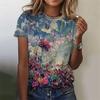 Plant Printed Harajuku 3D Summer Top Women's Colorful Floral Short Sleeved T-shirt