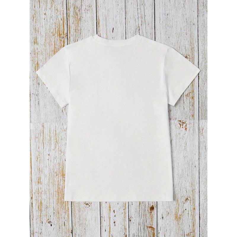 Printed T-Shirt, Women'S Casual Wear, Perfect for Vacations, Short-Sleeved with A Round Neck, Suitable for Spring and Summer,