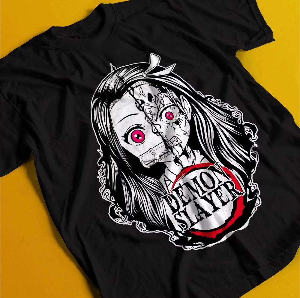 2026 Summer Demon Slayer Mitsuri Kanroji Swimsuit Print T Shirt Men Black Oversized Tee Anime Streetwear Harajuku Loose Cotton