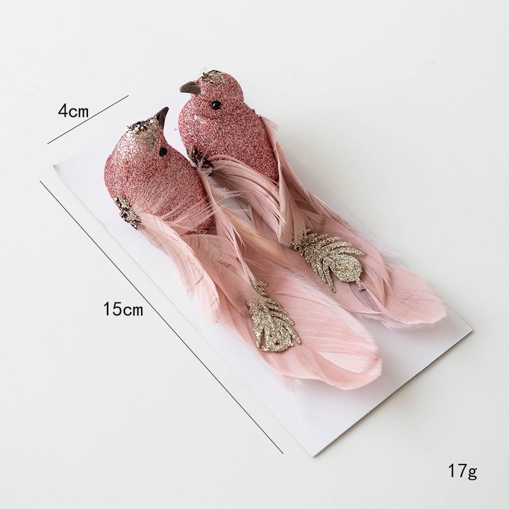 

1pair Christmas Tree Decoration Glitter Christmas Birds Realistic Foam Artificial Bird Pendant DIY Decor Simulated White Bird рожевий
