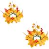 2 Pack Artificial Berry and Maple Leaf Candle Ring Wreaths for Table Centerpiece and Home Decoration Suitable for Various Occasions