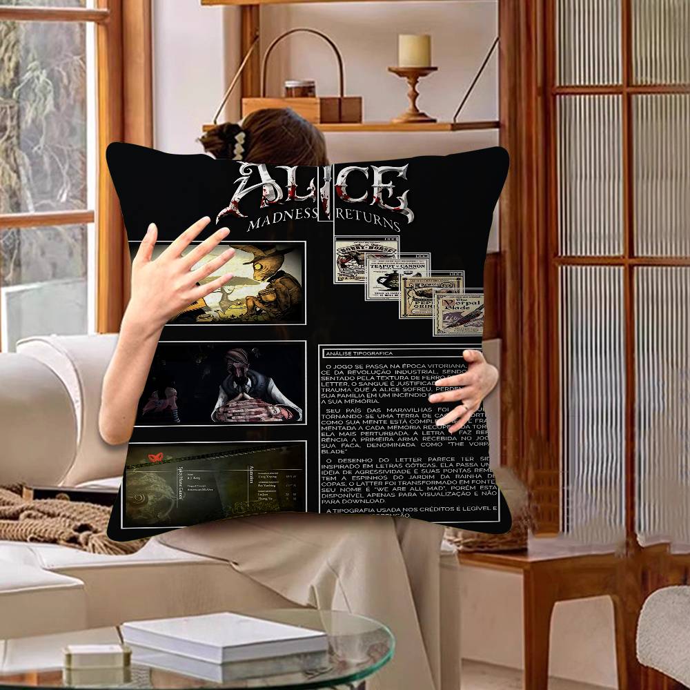 A-Alice M-Madness R-Returns Classic Cushion Cover Car Throw Pillow Case For Sofa Car Christmas Gift 40X40Cm 45X45Cm