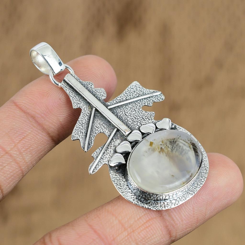 Anniversary Gift For Her Natural Montana Agate Gemstone Pendant 925 Silver