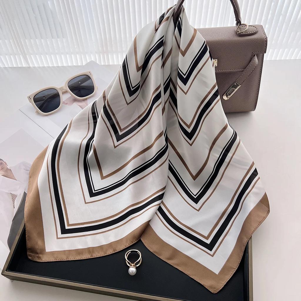 Scarf For Women Luxury Bandanna Spring/Summer Headband Hair Scarf Neckerchief Imitation Silk Square Scarf With A Shirt