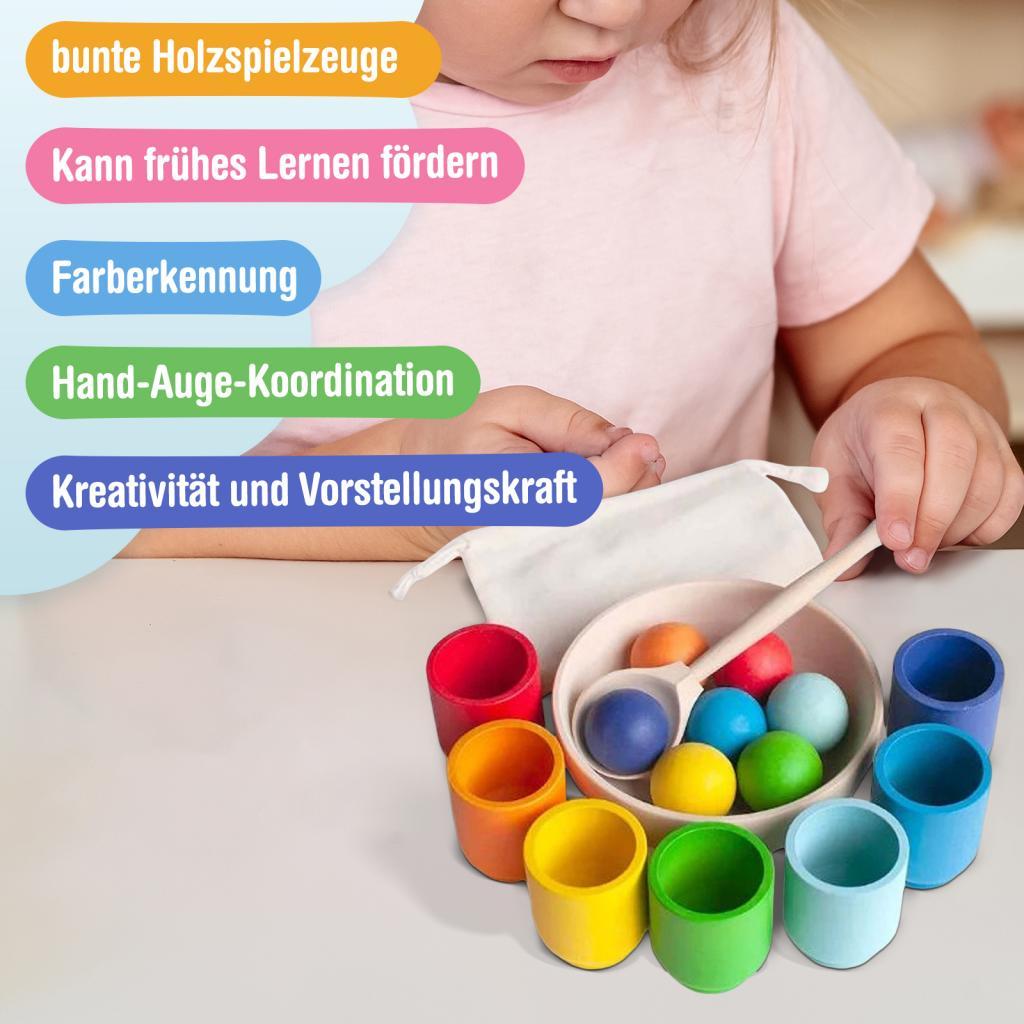Balles arc-en-ciel dans des gobelets Jouet Montessori Jouets éducatifs Tri des couleurs et comptage pour garçons filles ,