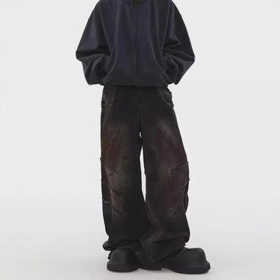 Jeansi Drepți Largi Stil Urban Grunge pentru Bărbați și Femei