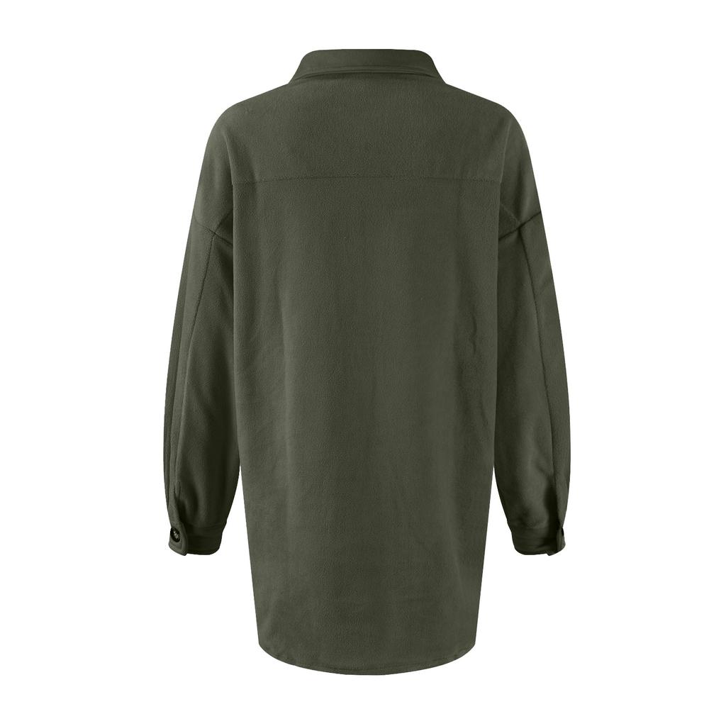 Women's Fashionable Lapel Single Breasted Long Sleeved Shirt Jacket