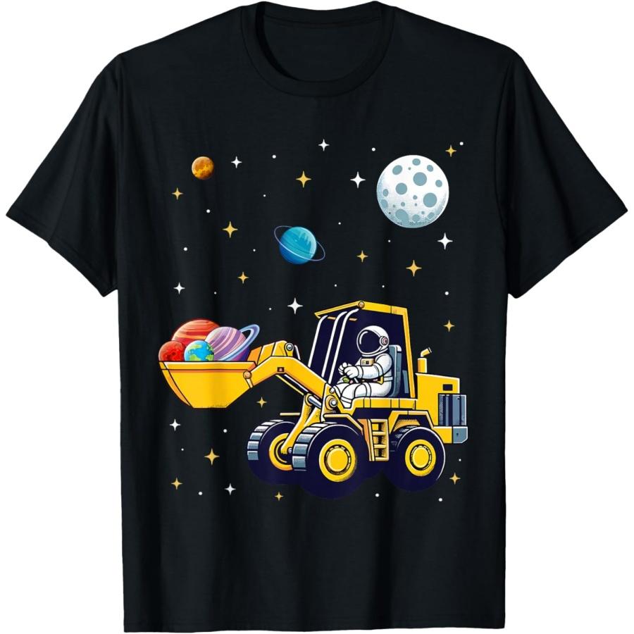 Kids Space Cosmic Excavator Astronaut Space Loader Planet T-Shirt XXXXXL чёрный