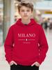 Kinder Streetwear Milano Italien Grafik Hoodie Italien Flagge Buchstaben Pullover Herbst Winter Fleece Warm Lässiges Kapuzensweatshirt