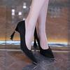 French Pointed Toe High Heels Women's Autumn New Style Low Cut Versatile Thick Heel Fashionable Ladies' Single Shoes