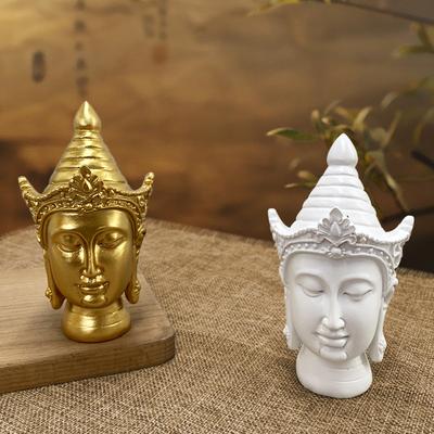 Miniatuur Boeddha Hoofd Beeld Creatief Zuidoost-Azië Antiek Boeddha Sculptuur Hars Handwerk Zen Huis Decoratieve Beeldjes
