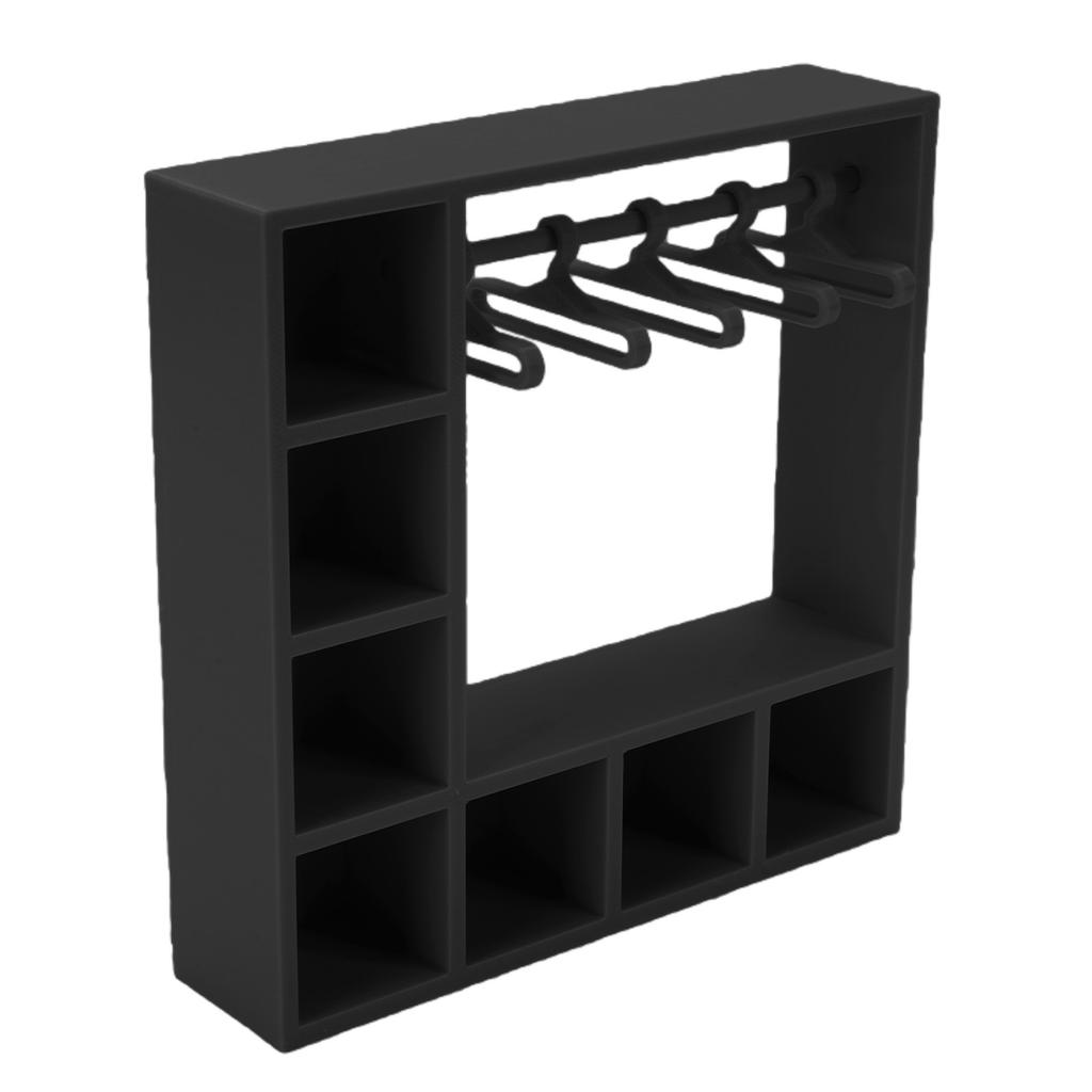 Doll Clothes Closet Wardrobe with 10 Hangers Doll Accessories Display Box Figures Clothing Storage Cabinet
