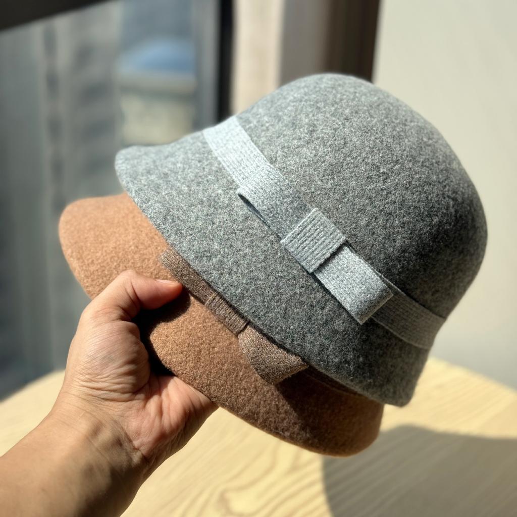 Neuer Fischerhut aus britischer Wolle für Damen Winter Modischer Tochterhut Gesicht Zeigender Kaschmir-Beckenhut Temperamenthut