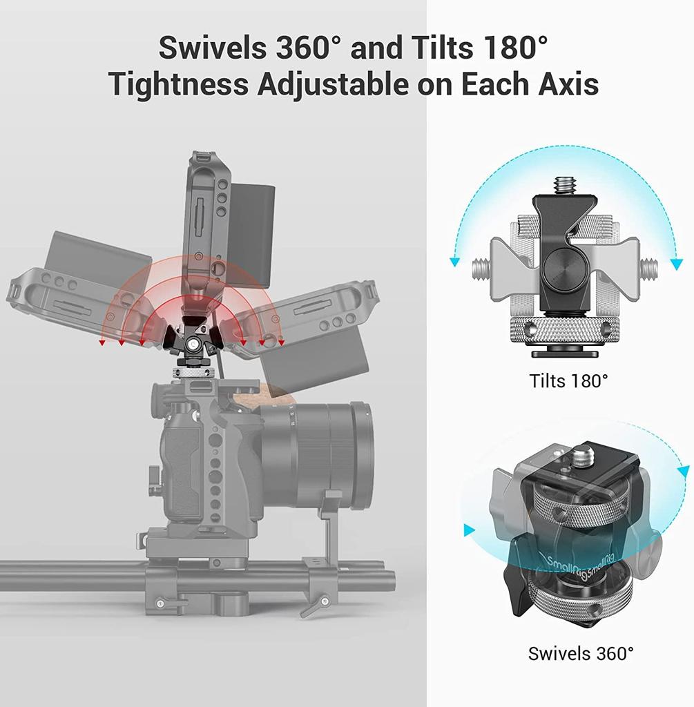 SMALLRIG Field Monitor Mount - Adjustable Swivel and Tilt for Monitors with Cold Shoe Mount - Compatible with 5" and 7" Monitors - 2905
