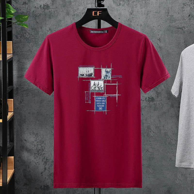 Мужская летняя эластичная мужская хлопковая футболка с короткими рукавами — фото 4