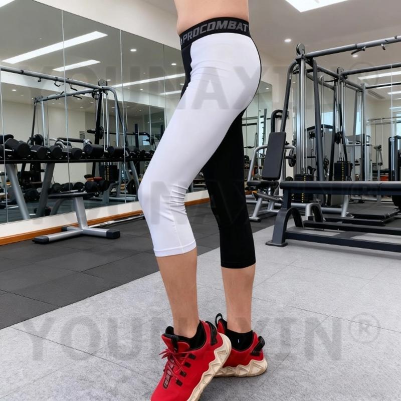 Unisex Gym Black White Patchwork Soccer Fitness Workout Exercise Yoga Running Football Basketball Sports Tight Cropped Pants Leggings