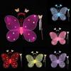 3Pcs/Set Kids Glitter Butterfly Headband Wings Wand Photography Outfit Children Fairy Tale Props
