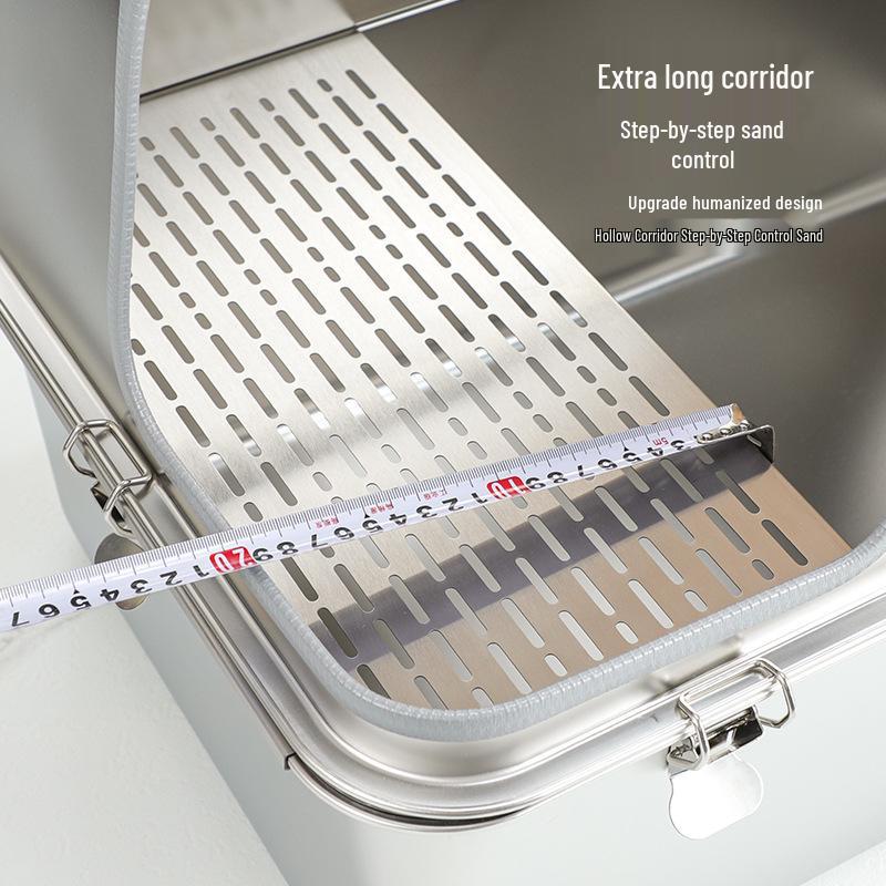 Stainless Steel Extra Large Enclosed Cat Litter Box - Odor & Splash Proof