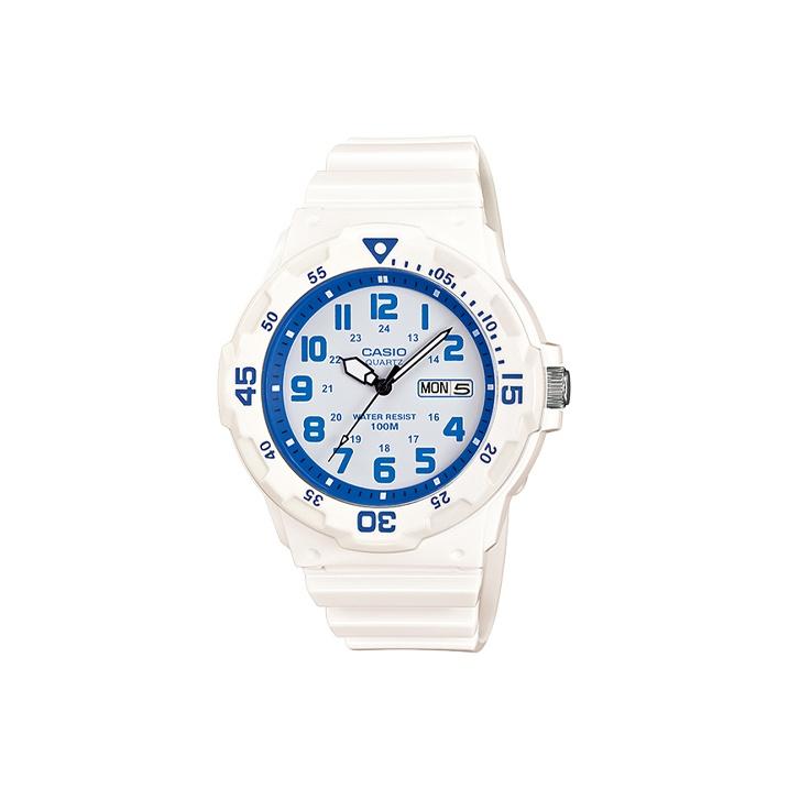 CASIO Analog MRW 200HC 7B2V MRW-200HC-7B2 Blue Dial and White Band
