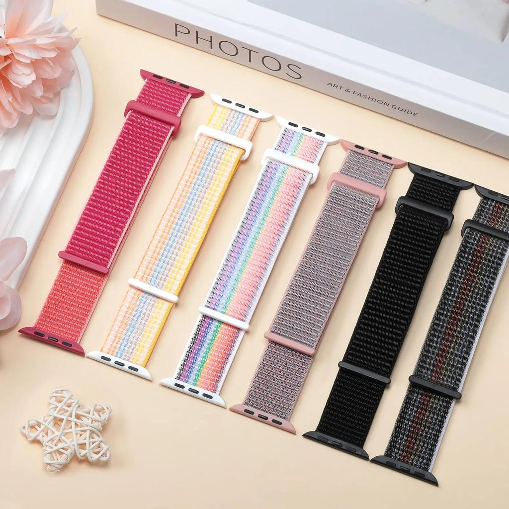 Nylon Loop Strap for Apple Watch Serise 11 Band 46mm 40mm 44mm 45mm 42mm 41mm 38mm Smart Belt Bracelet for IWatch Ultra3 49mm Serise10/9/8/7/6/SE3/5/4