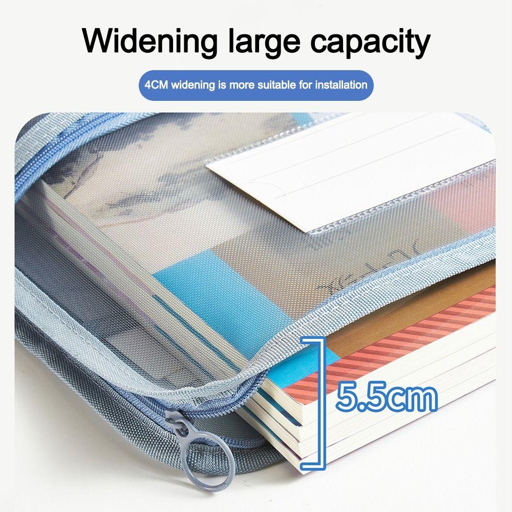 Transparente Netztasche mit Reißverschluss Große Kapazität Aufbewahrungstasche für Schreibwaren Schul- Bürobedarf