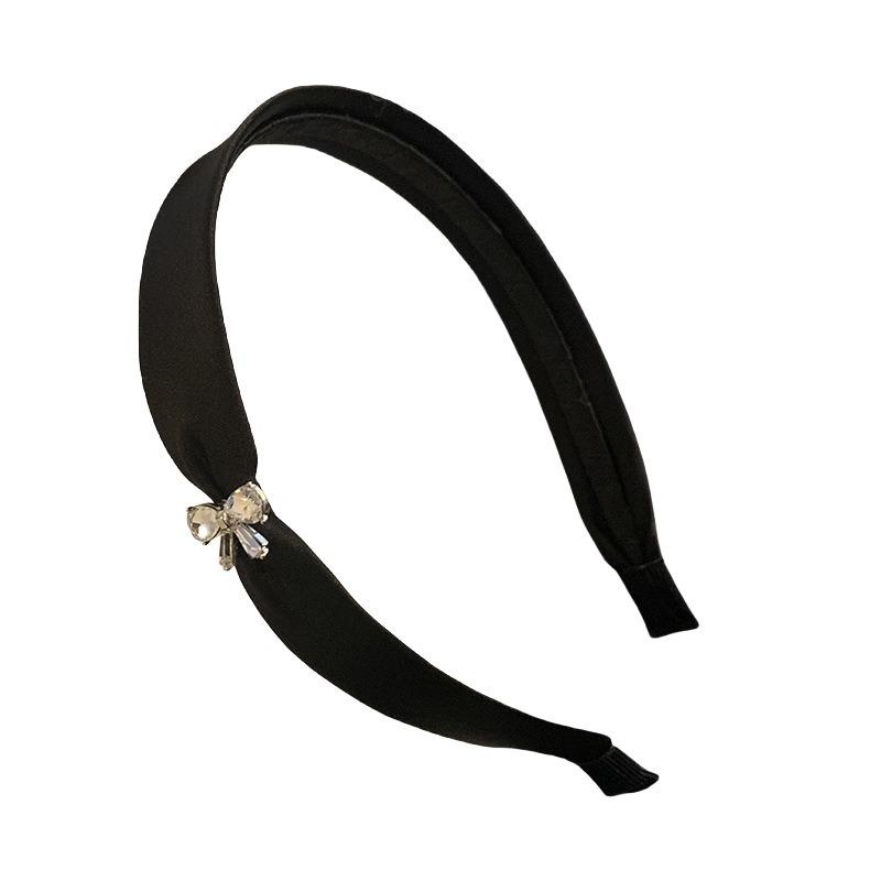 2pcs Rhinestone Bow Satin Premium Headband Textured Headband Simple Versatile Hairhoop Hair Accessories