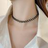 Nk-35 Three Woven Crystal Pearl Neck Chain Necklace Short High-End Niche Light Luxury Women