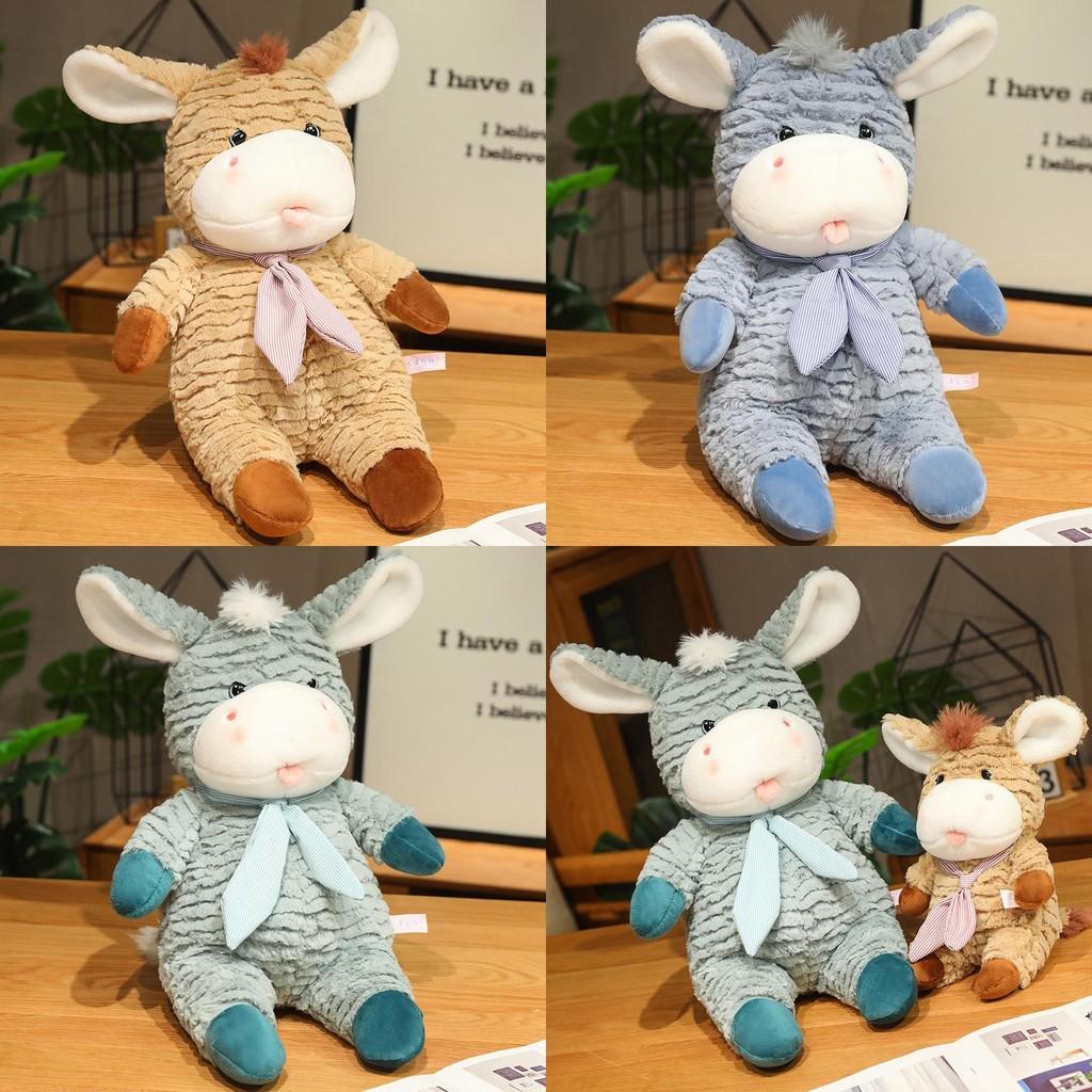 Adorable Brown Blue And Green Plush Donkey Stuffed Animal Soft Toy For Kids Gift