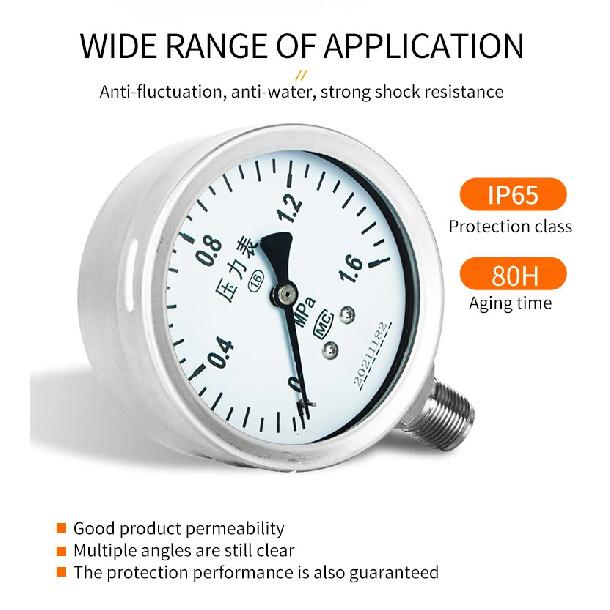 Pressure Gauge Manometer 60mm Dial -0.1-1.6Mpa 0-40Mpa Pressure Meter Manometer M14*1..5 Water Oil Air Pressure Manometer