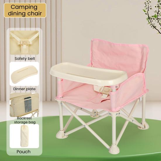 Portable 3-in-1 Baby Booster Seat Cozy Floor Seat with Feeding Tray Foldable Toddler Booster with Safety Belt And Storage Bag for Travel Dining