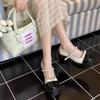 White round head thick heel platform small leather shoes women's new summer skirt Mary Jane shoes