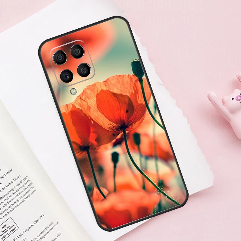 Red Corn Poppy Flower Case For Samsung Galaxy M52 M32 M12 M13 M53 M51 M31 M11 M14 M34 M54 M16 M36 M56 M15 M35 M55