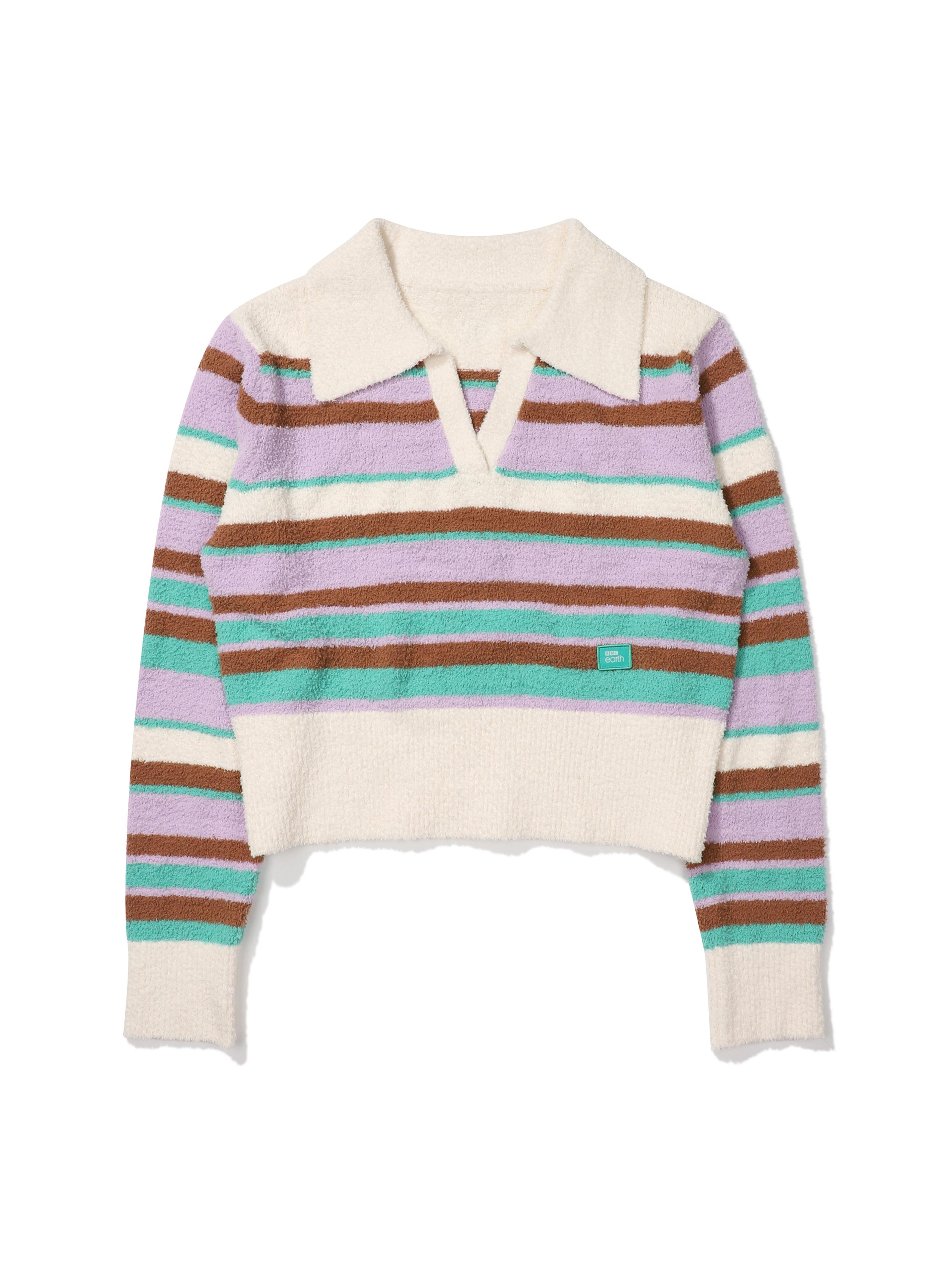 W Eco Tactel Stripe Knit_Violet Pp/090