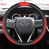 Coprivolante Universale in Pelle per Toyota RAV4 2020 2021 Stile Sportivo Diametro 38cm Nero Rosso Doppia Cucitura