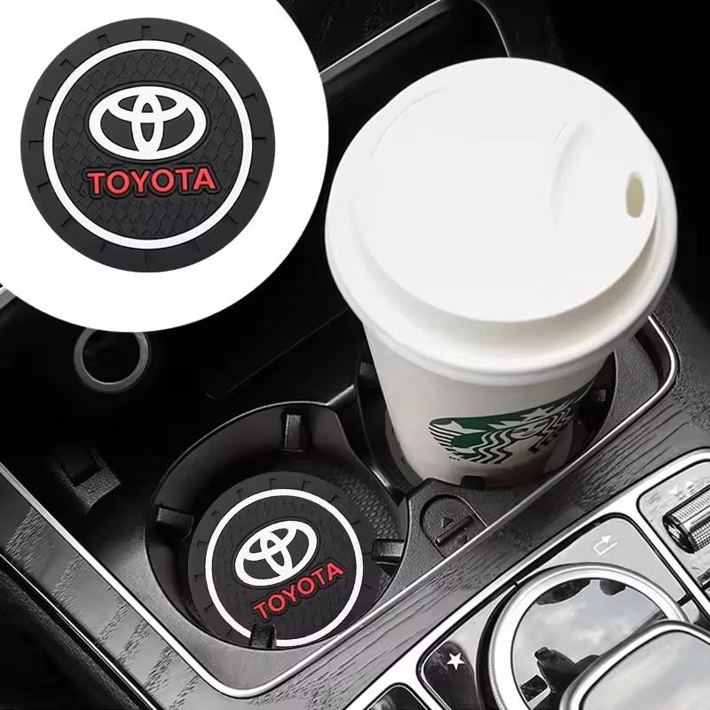 Toyota Car Cup Holder Coasters 2Pack, Anti-Slip Silicone Waterproof Auto Cup Mat, Universal Car Interior Accessories for Toyota