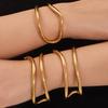 Korean Double Circle Arc Open Bracelet: Niche 18K Gold-Plated Stainless Steel Design