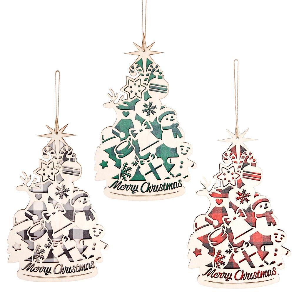 Festliche Holz-Weihnachtsbaumdeko Lebendige Ornamente Für Feiertagsfeiern Ausstellungen Und