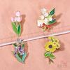 4Pcs/Set  Beautiful Flowers. Bouquets Series 03 Brooches - Doodle Enamel Backpack Button Pins Badges